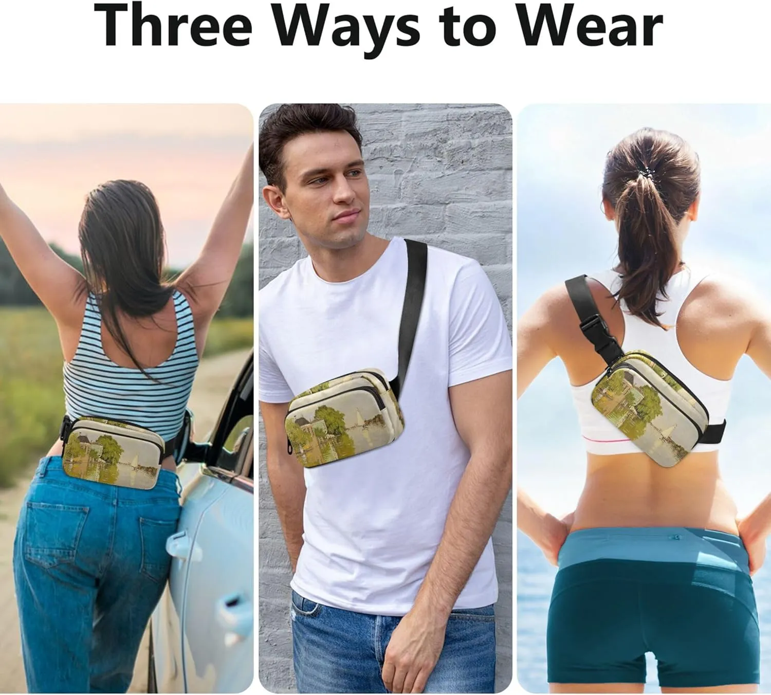 Claude Monet Houses Achterzaan Fanny Packs for Women Festival Hip Pouch Belt Bag Waterproof Crossbody Waist Pack