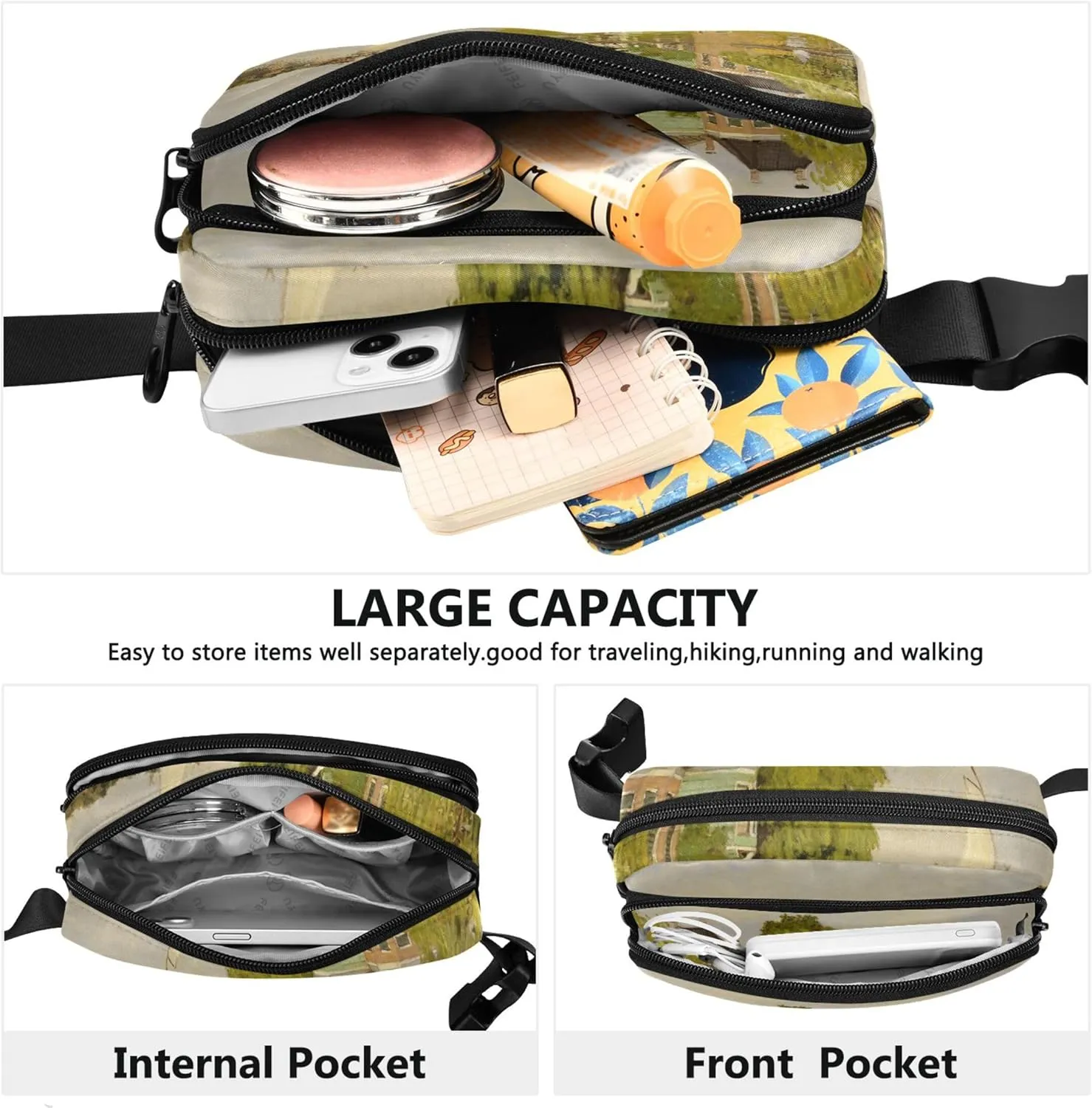 Claude Monet Houses Achterzaan Fanny Packs for Women Festival Hip Pouch Belt Bag Waterproof Crossbody Waist Pack