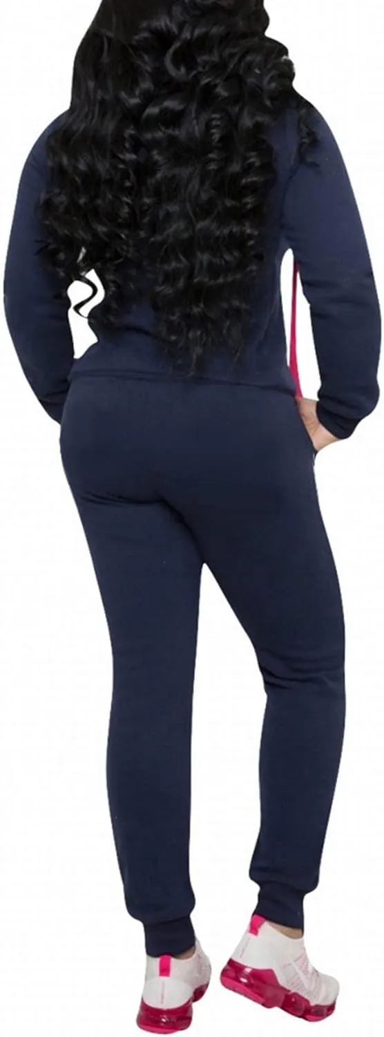 CLOCOR Track Suits for Women Set - Casual 2 Piece Outfits Sweatsuit Pocket Hoodies Long Sleeve with Patchwork Pants Set