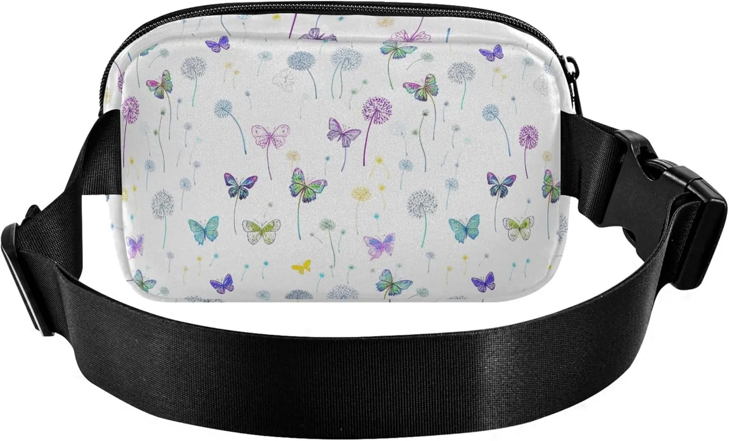 Colorful Butterflies Dandelions Womens Fanny Pack Waterproof Large Hip Belt Bag Cute Cross Body Waist Pack