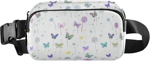 Colorful Butterflies Dandelions Womens Fanny Pack Waterproof Large Hip Belt Bag Cute Cross Body Waist Pack