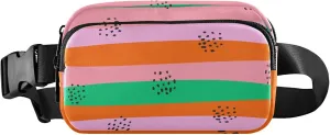 Colorful Pink Stripes Fanny Packs Women Waterproof Hip Pouch Belt Bag Trendy Travel Waist Pouch