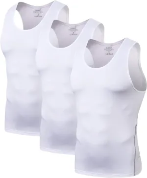 Compression Shirt Men 3 Pack Black Cool Dry Football Tank Top Athletic Compression Sleeveless T Shirts