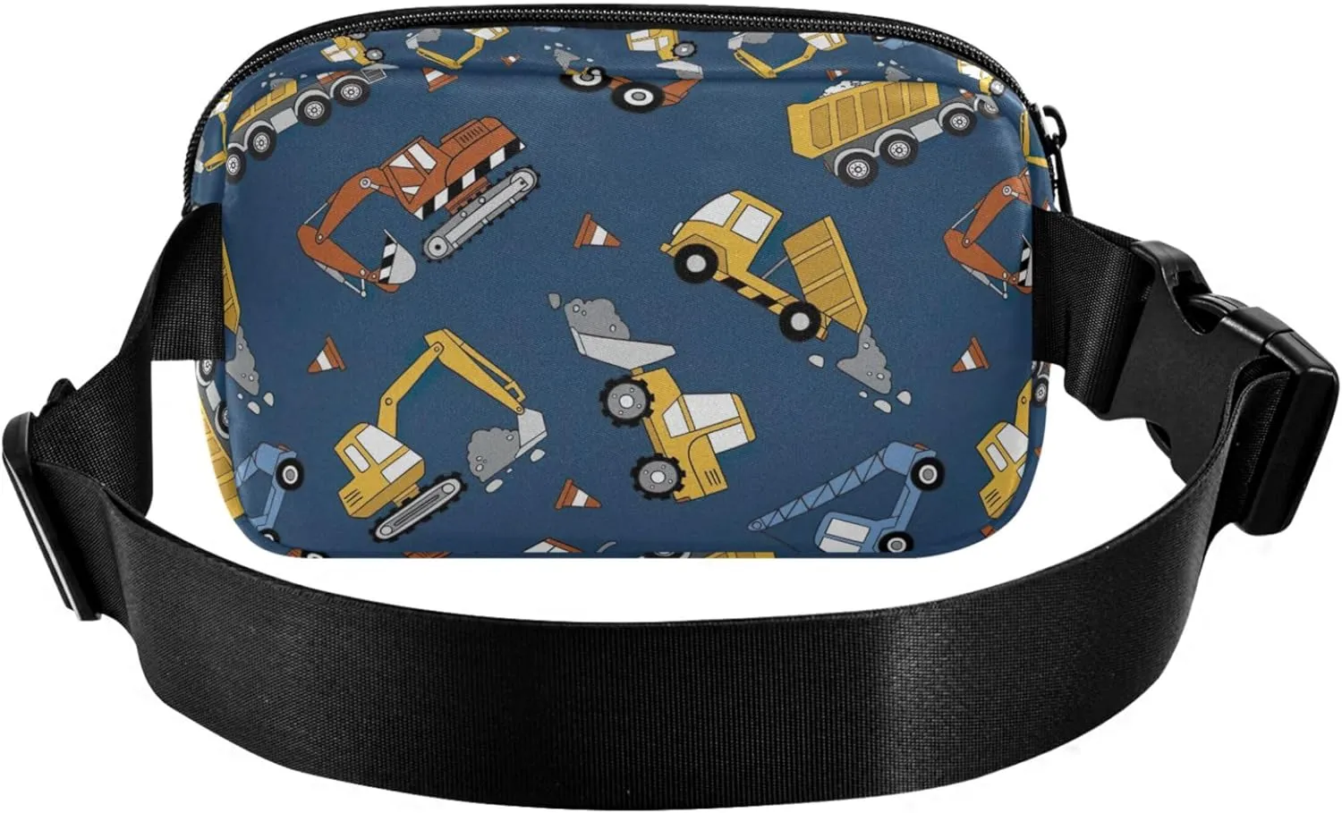 Construction Trucks Bulldozers Navy Womens Fanny Pack Waterproof Large Hip Belt Bag Cute Crossbody Waist Purse