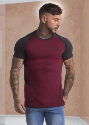Contrast Signature T-Shirt - Burgundy & Black