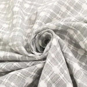Cotton Linen Blend Black & White Woven Checks