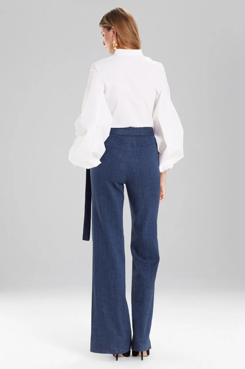 Cotton Poplin Drawstring Balloon Sleeve Top