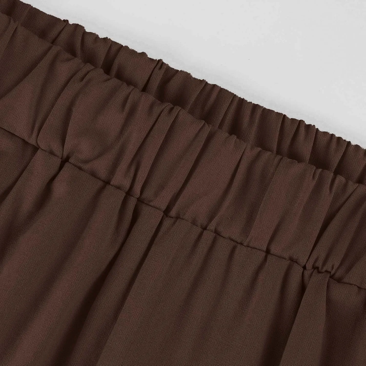 Cropped Linen Pants Women Summer Petite Plus Size Capri Pants Elastic Wide Leg Crop Pants Beach Trousers with Pockets