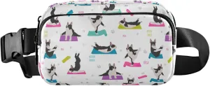 Custom Boston Terrier Yoga Dogs Puppy Women Fanny Packs Hip Pouch Belt Bag Waterproof Trendy Waist Pouch for Women