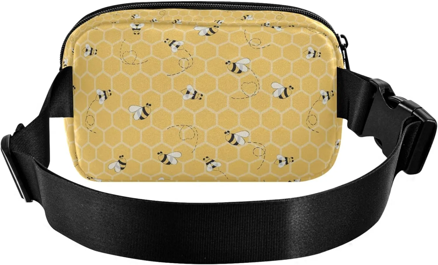 Customized Bee Yellow Honeycomb Women Fanny Packs Waterproof Everywhere Belt Bag Cute Travel Waist Bag