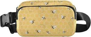 Customized Bee Yellow Honeycomb Women Fanny Packs Waterproof Everywhere Belt Bag Cute Travel Waist Bag