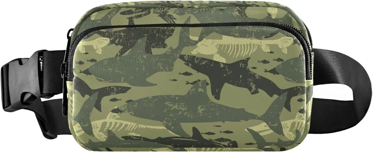 Customized Camouflage Shark Green Women Fanny Packs Belt Bag Hip Pouch Waterproof Bright Color Waist Purse for Women