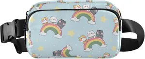 Customized Cute Cat Rainbow Women Fanny Pack Fashion Belt Bags Hip Pack Waterproof Cross Body Waist Pack