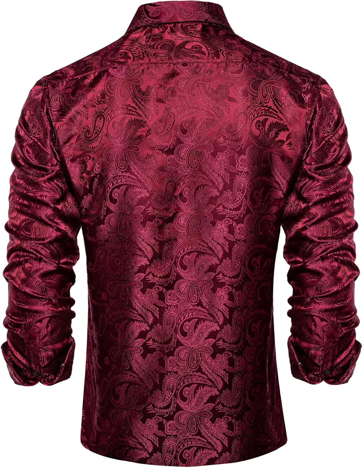 DiBanGu Mens Shirt, Paisley Floral Dress Shirt Long Sleeve with Collar Pin Brooch