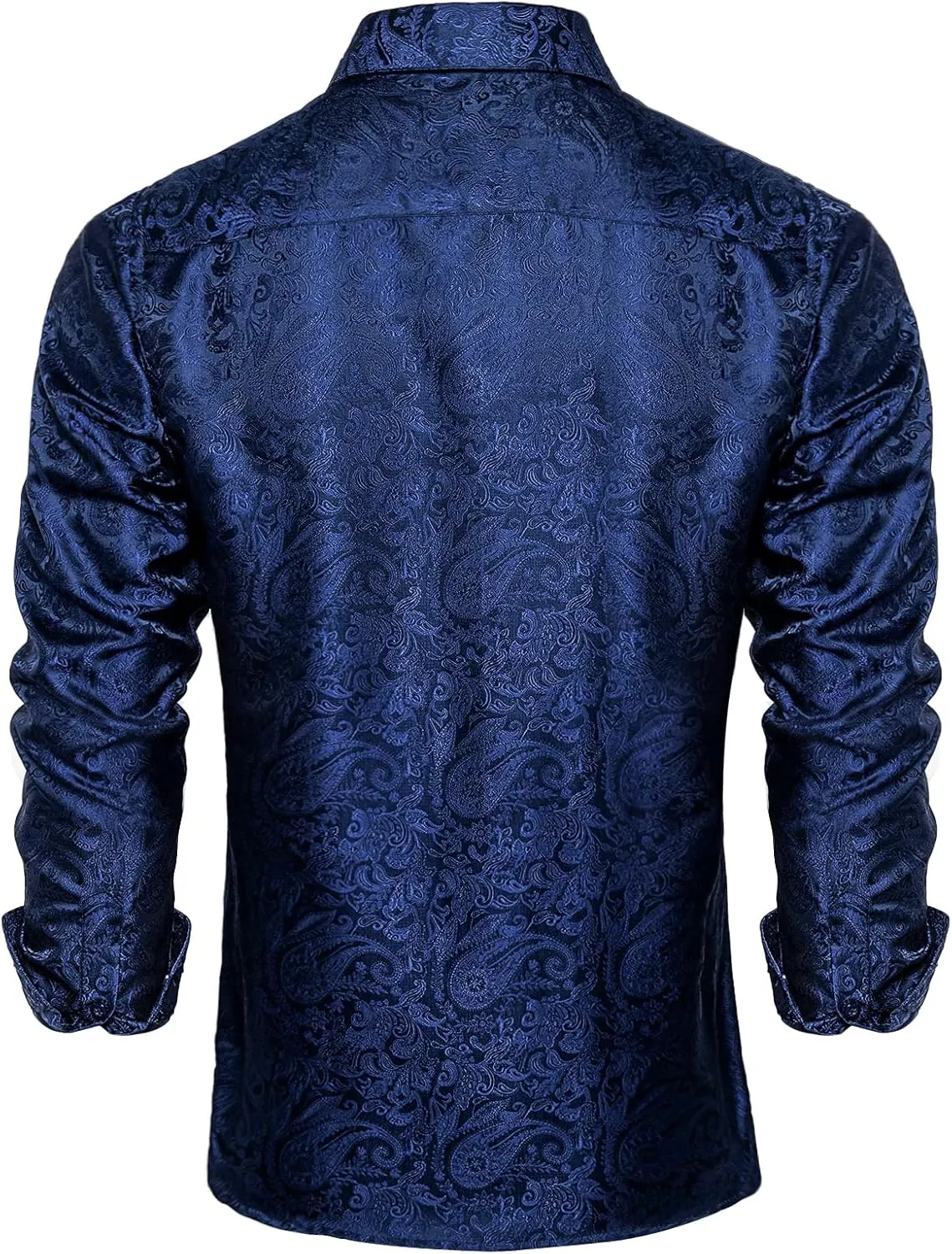 DiBanGu Mens Shirt, Paisley Floral Dress Shirt Long Sleeve with Collar Pin Brooch