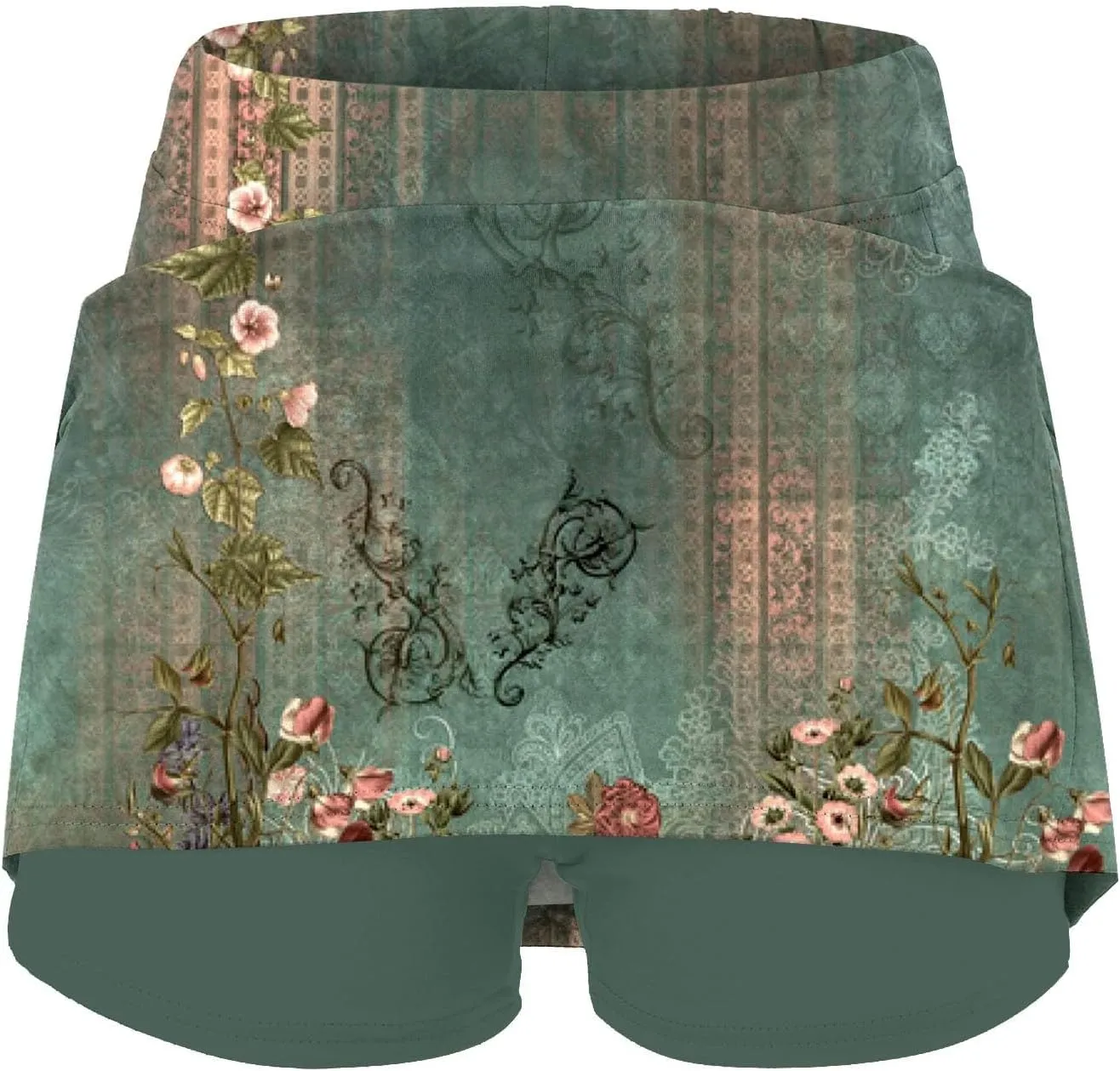 Elastic Yoga Culottes for Women Solid Color Athletic Shorts Lightweight High Waist Skinny Floral Print Joggers 2024