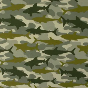EUROPEAN - Cotton French Terry Print - Shark - Green