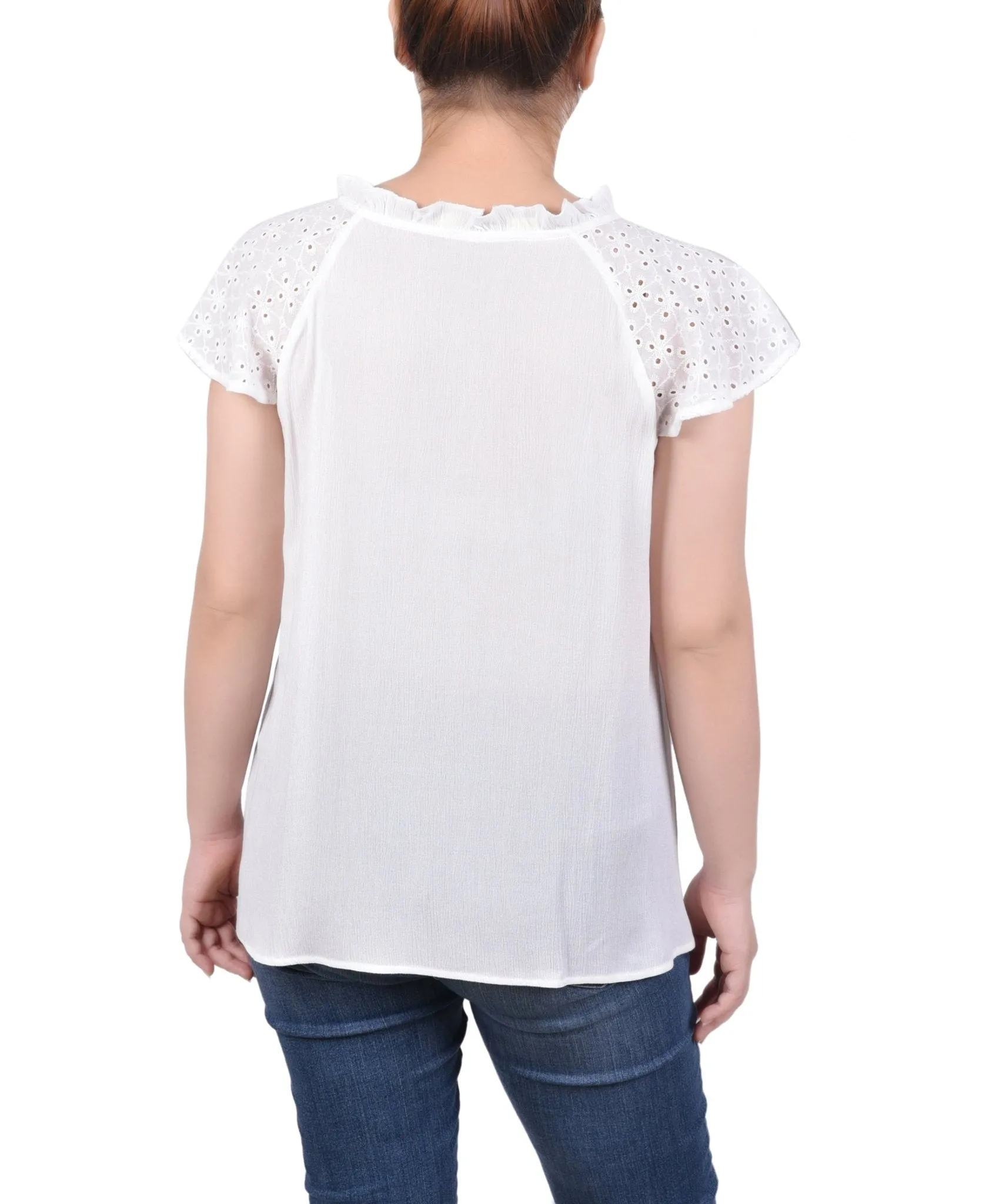 Eyelet Sleeve Blouse - Petite