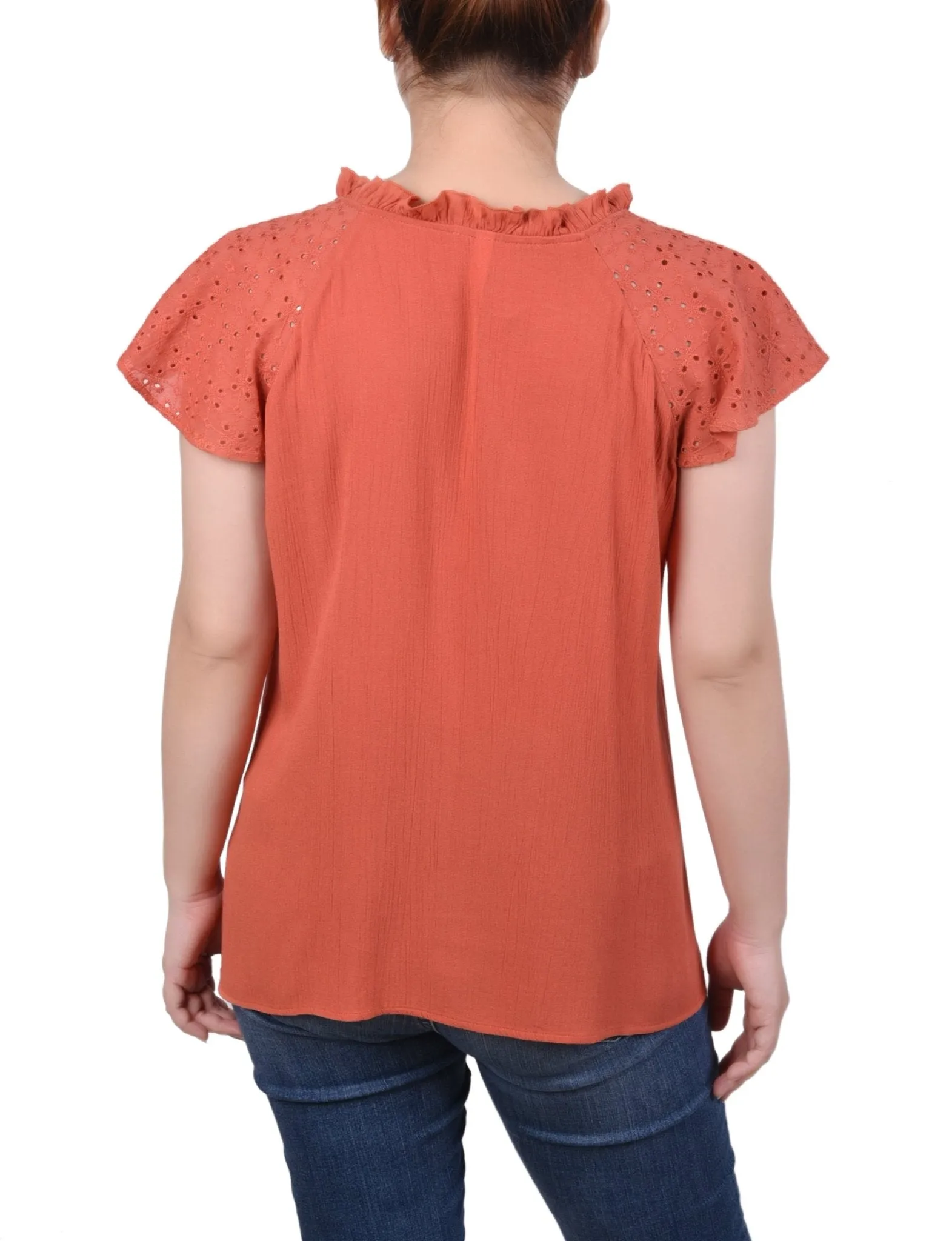 Eyelet Sleeve Blouse - Petite