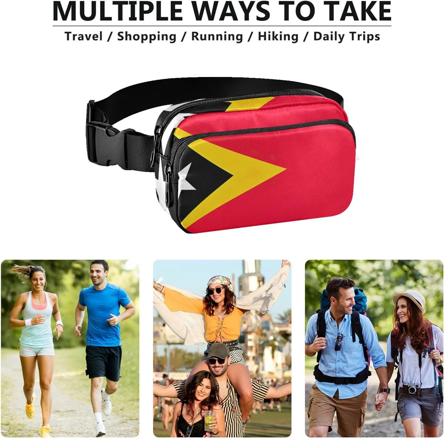 File Timor Leste Flag Women Fanny Packs Waterproof Large Hip Belt Bag Cute Waist Pack for Women