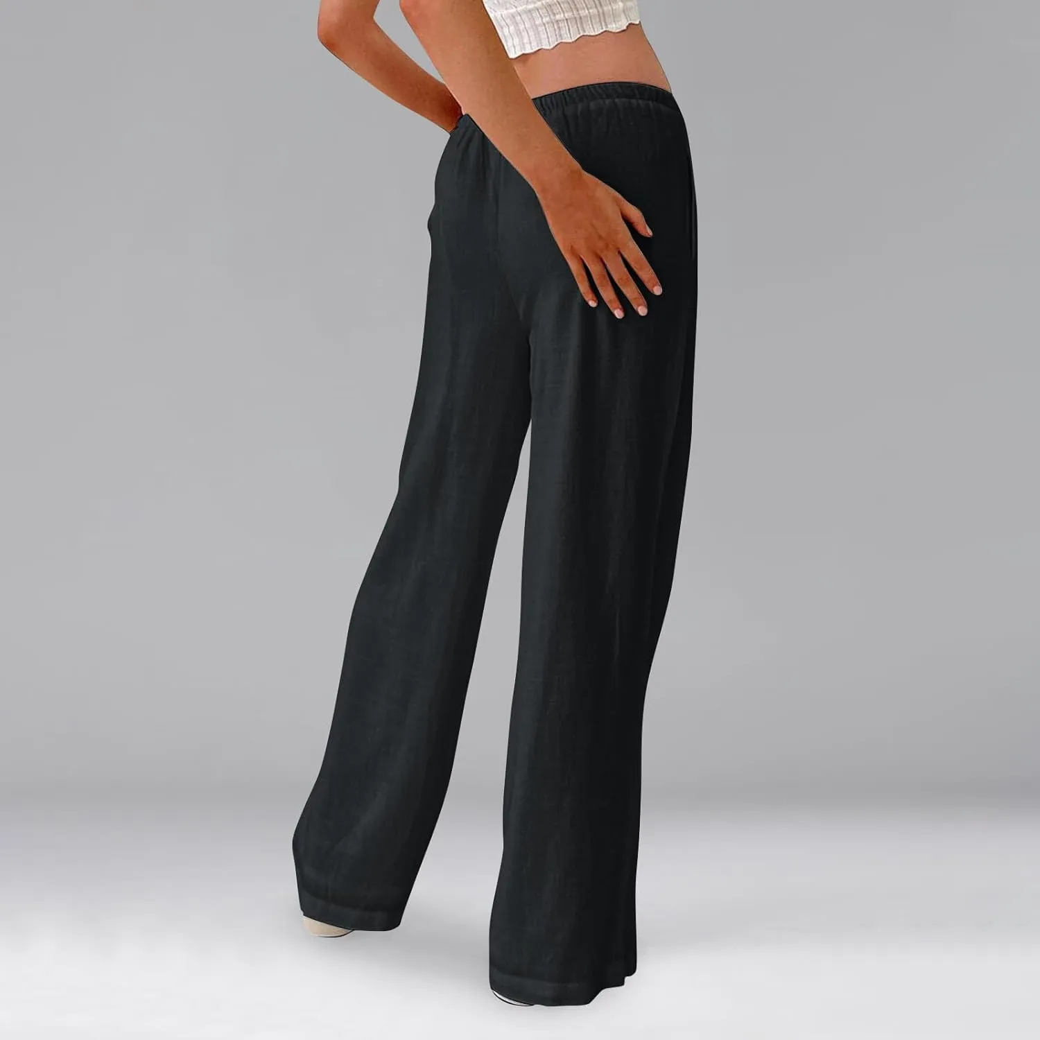 Flowy Wide Leg Pants Woman Baggy Drawstring Elastic Waist Gaucho Pants Lightweight Summer Boho Gauze Cover Up Pants
