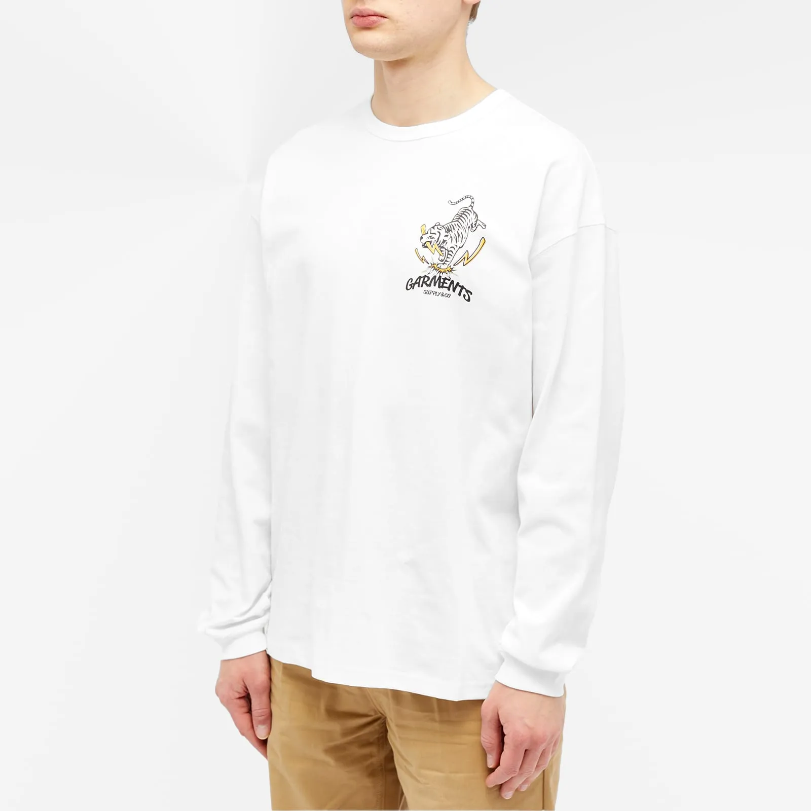 Frizmworks Tiger Pugmark Longsleeve T-shirt, white