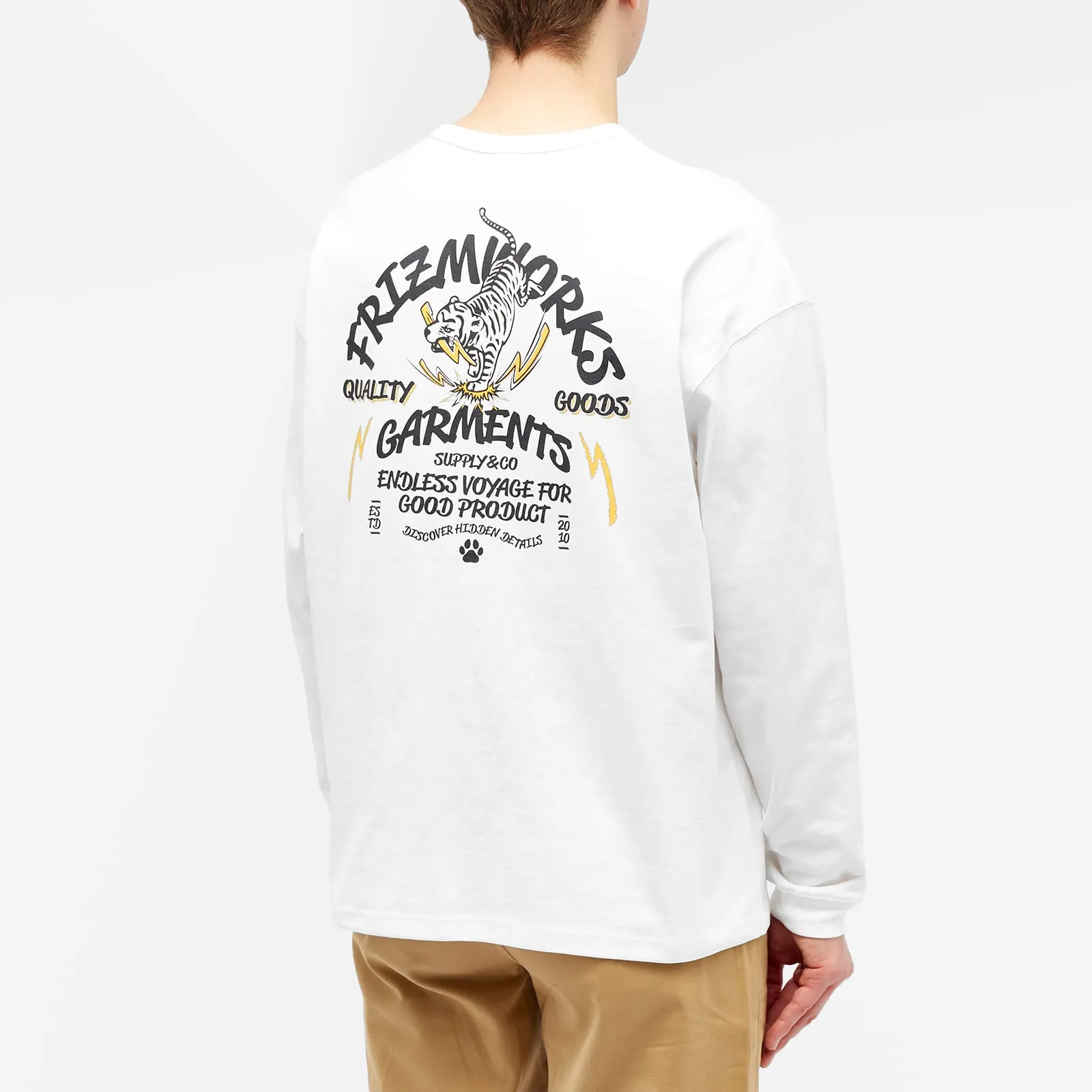 Frizmworks Tiger Pugmark Longsleeve T-shirt, white