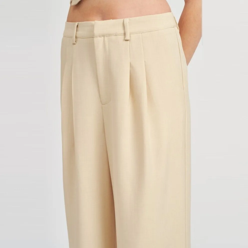 Full Length Pleated Pants (Light Taupe)