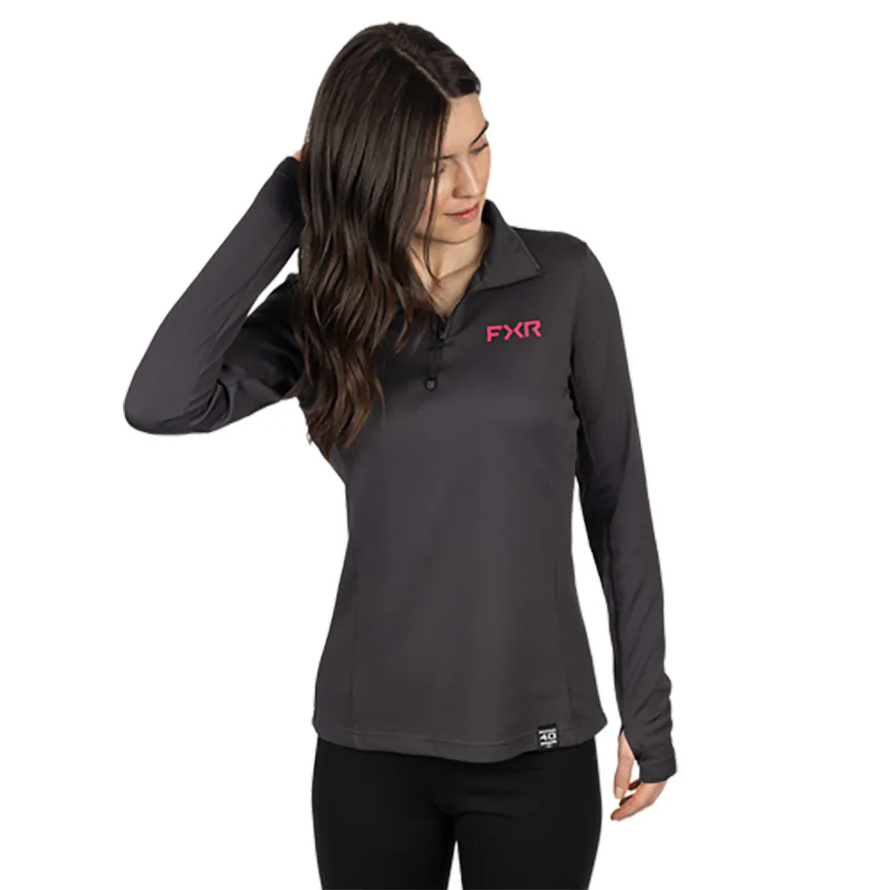 FXR Pilot UPF 1/4 Zip Longsleeve T-Shirt Asphalt/Razz Grey
