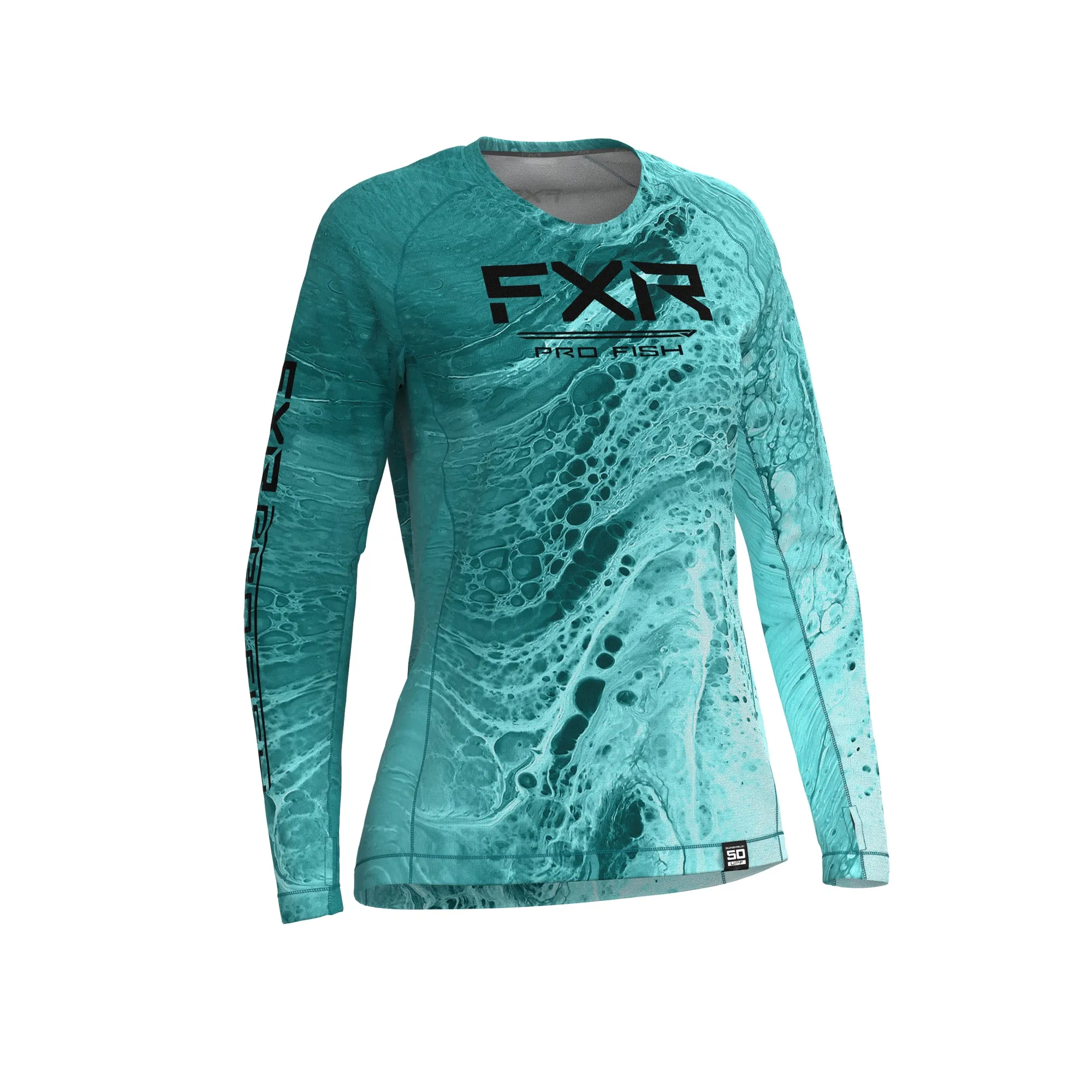 FXR Womens Derby UPF Longsleeve T-Shirt High Tide Teal Blue