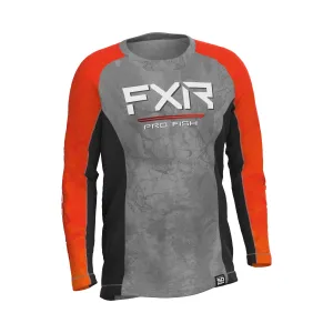 FXR Youth Derby UPF Longsleeve T-Shirt Grey Ripple/Nuke