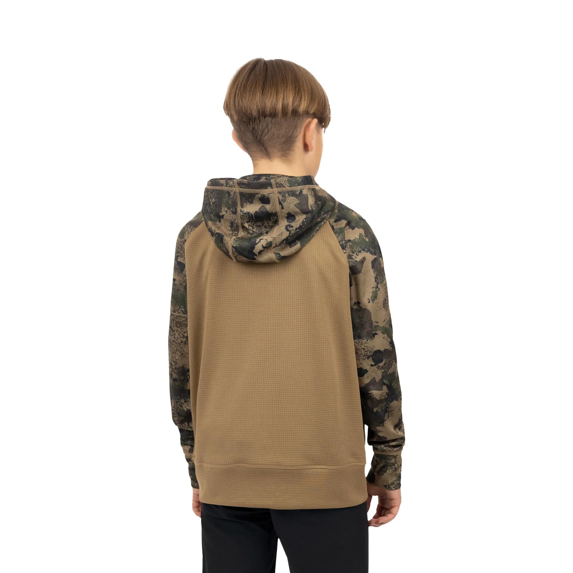 FXR  Youth Pilot UPF Pullover Hoodie Canvas Army Camo Polyester Sunshield