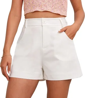 Ginasy Summer High Waisted Shorts for Women - Trendy Dressy Casual Wide Leg With Pockets