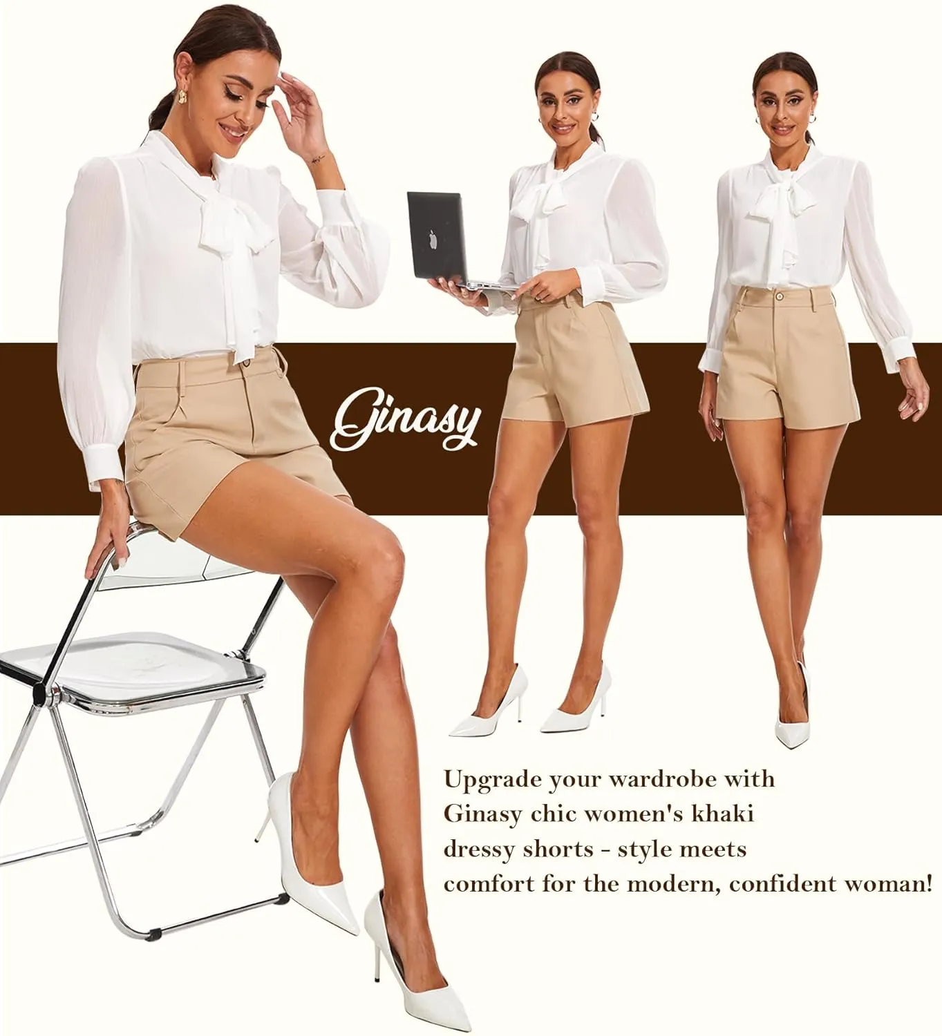 Ginasy Summer High Waisted Shorts for Women - Trendy Dressy Casual Wide Leg With Pockets