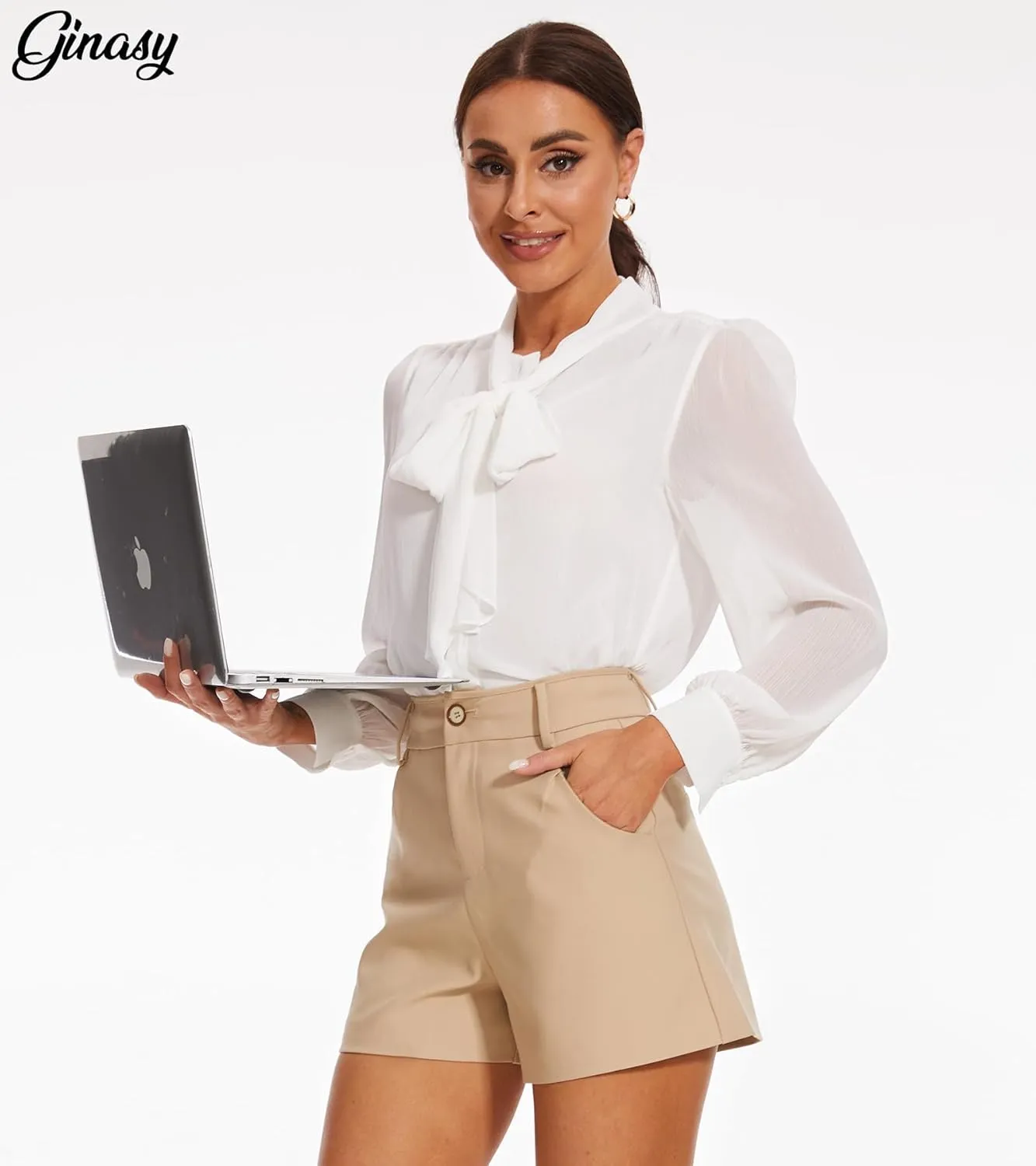 Ginasy Summer High Waisted Shorts for Women - Trendy Dressy Casual Wide Leg With Pockets
