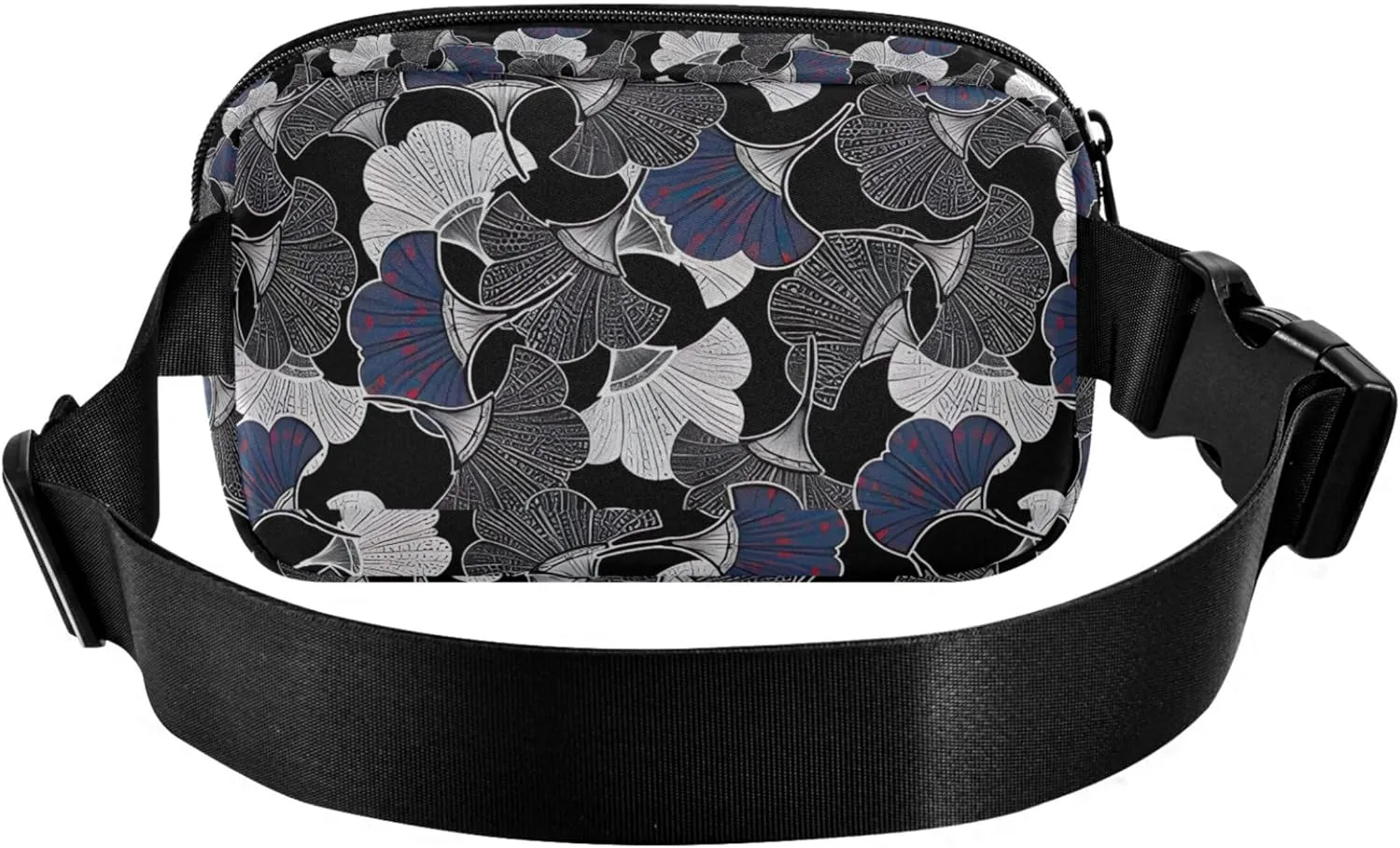 Gingko Leaves Black Grey Fanny Packs Women Waterproof Hip Bag Belt Pouch Cute Waist Pouch for Women