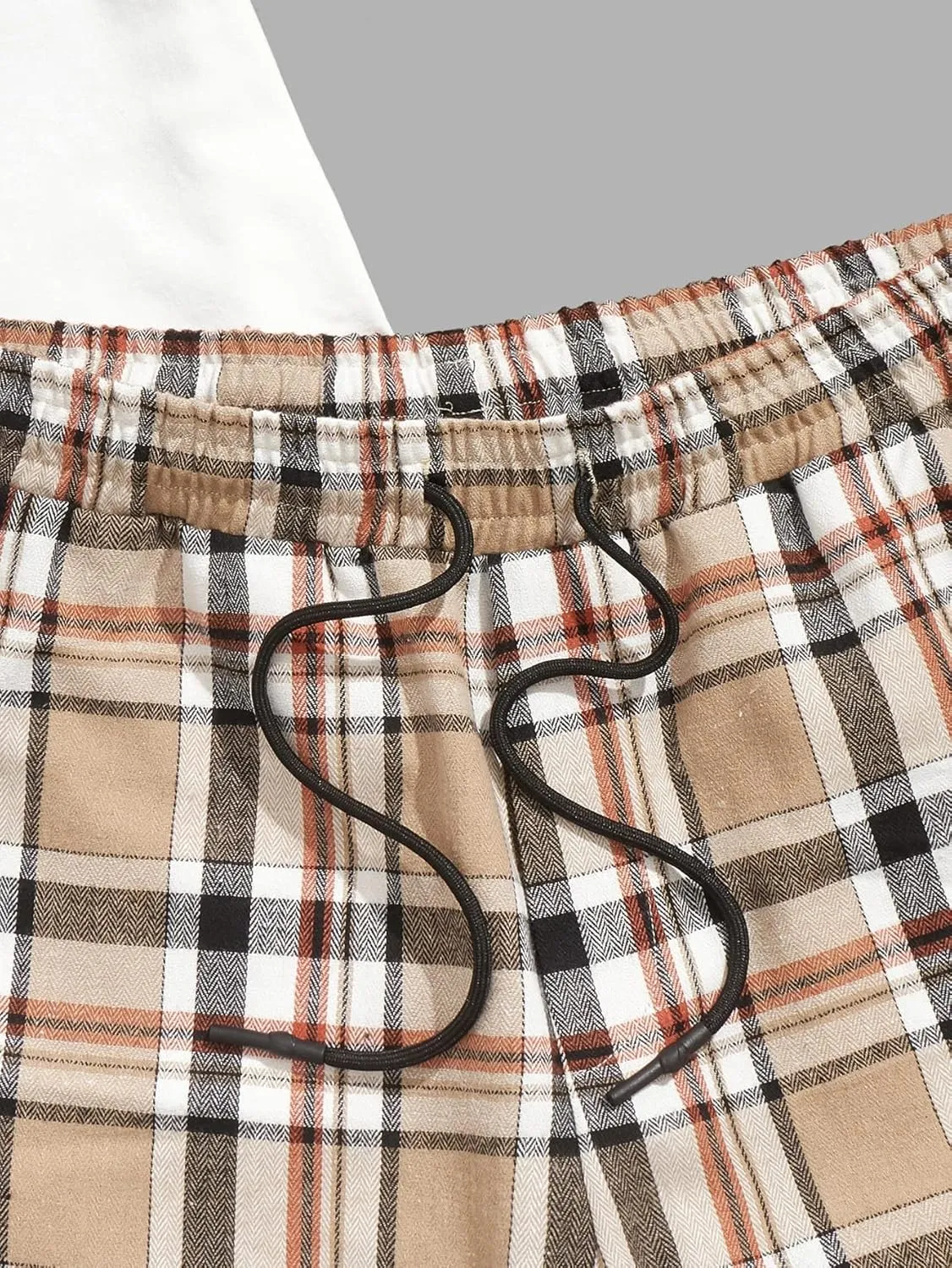GORGLITTER Men's Plaid Print Casual Short Sleeve T Shirts and Shorts Tracksuit Set