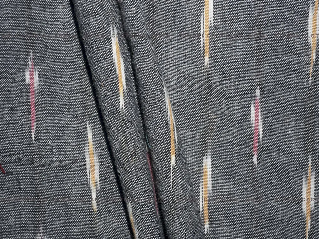 Grey With Multicolor Pattern Cotton Ikkat Fabric