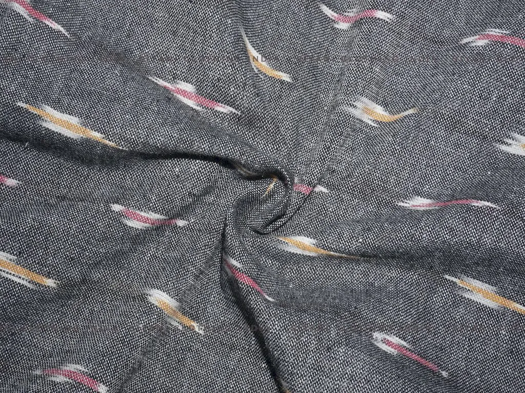 Grey With Multicolor Pattern Cotton Ikkat Fabric