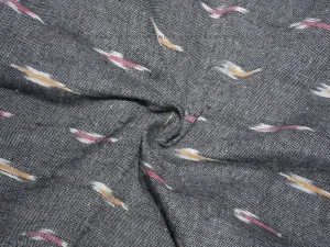 Grey With Multicolor Pattern Cotton Ikkat Fabric