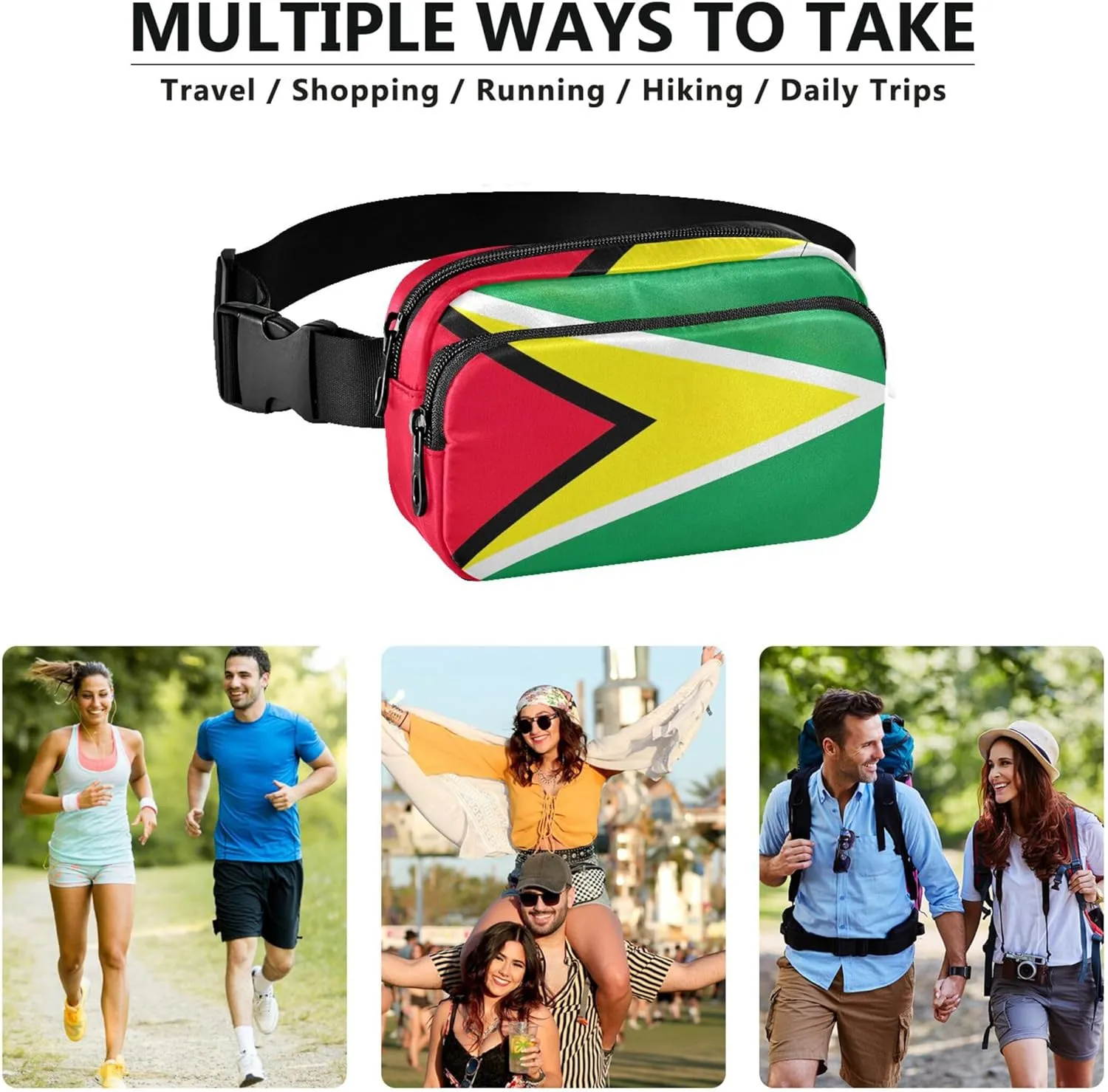 Guyana Flag Women Fanny Packs Waterproof Hip Pouch Belt Bag Cute Crossbody Waist Bag
