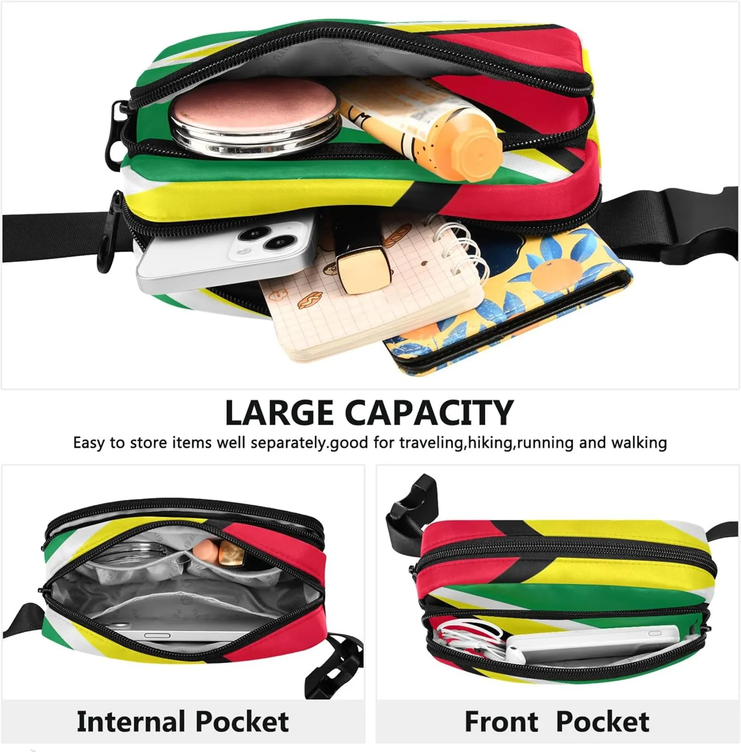 Guyana Flag Women Fanny Packs Waterproof Hip Pouch Belt Bag Cute Crossbody Waist Bag