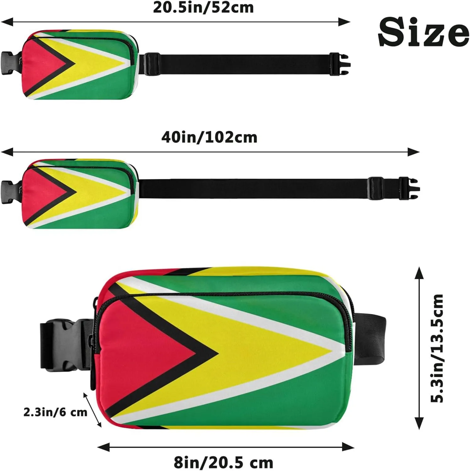 Guyana Flag Women Fanny Packs Waterproof Hip Pouch Belt Bag Cute Crossbody Waist Bag