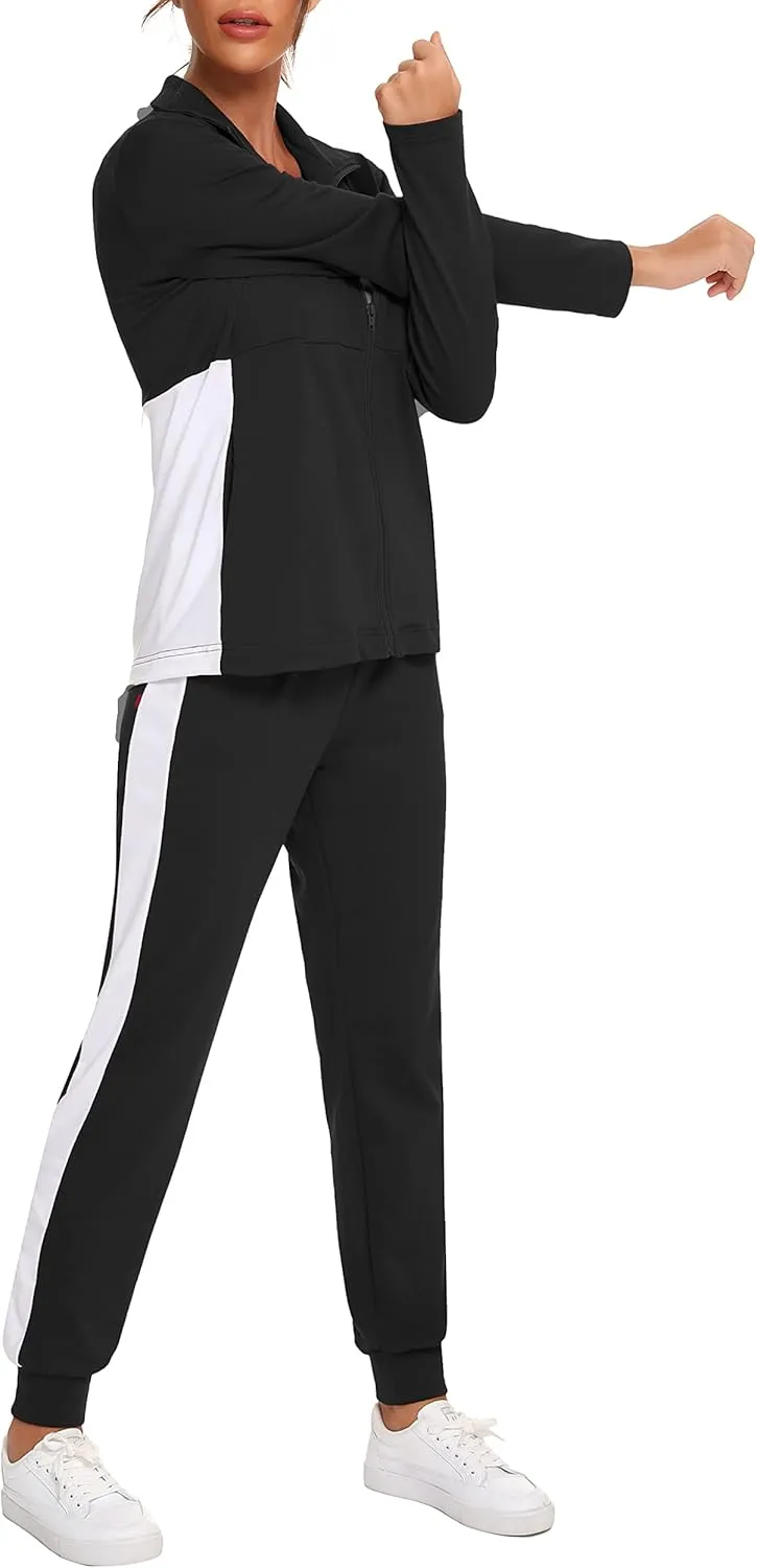 HALCYEEN Sweatsuits For Women Set 2 Piece Outfits For Women Jogging Suit Lounge Sweatshirt & Jogger Pants With Pockets