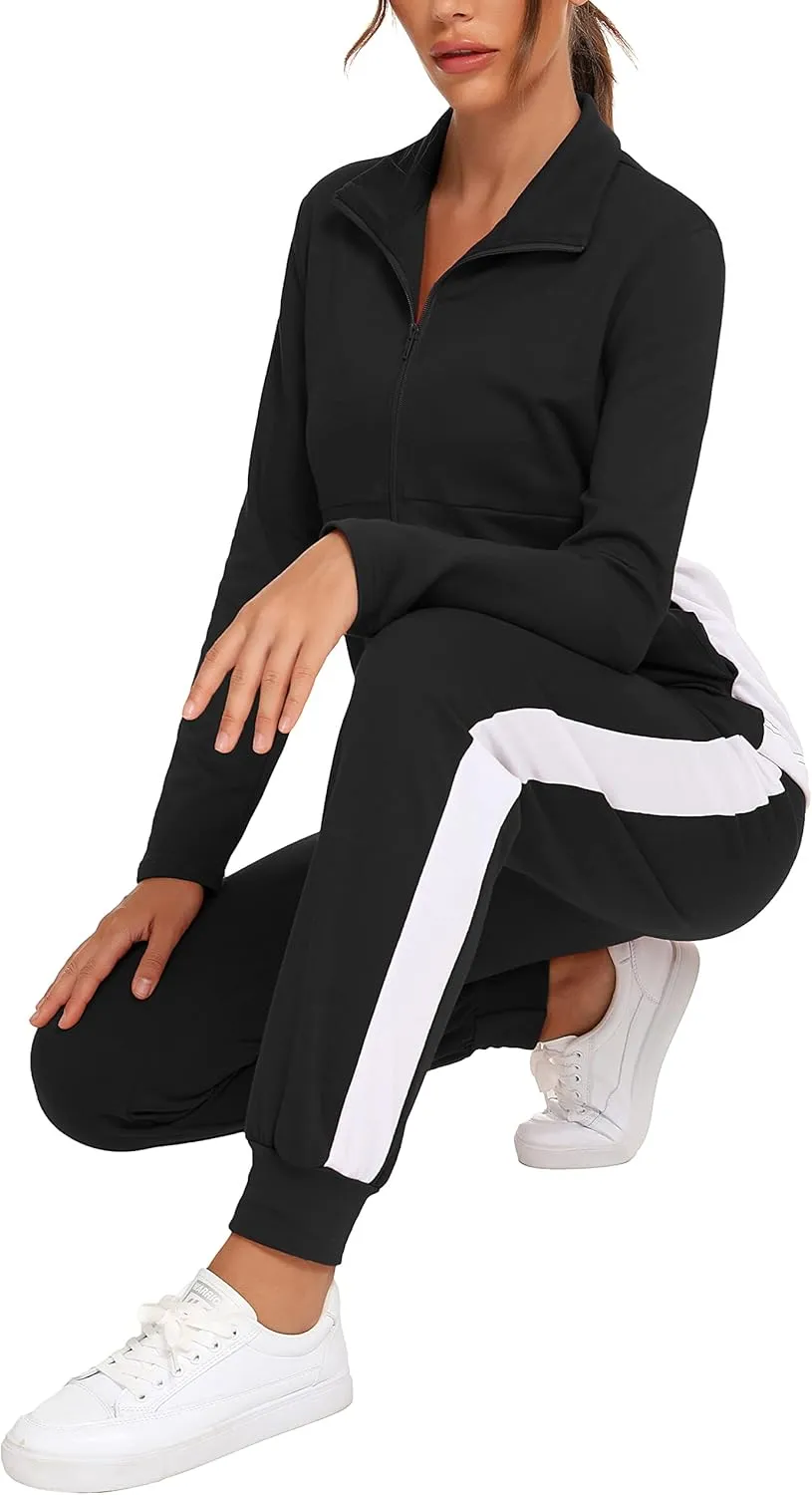 HALCYEEN Sweatsuits For Women Set 2 Piece Outfits For Women Jogging Suit Lounge Sweatshirt & Jogger Pants With Pockets
