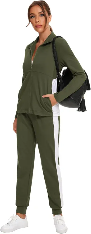 HALCYEEN Sweatsuits For Women Set 2 Piece Outfits For Women Jogging Suit Lounge Sweatshirt & Jogger Pants With Pockets