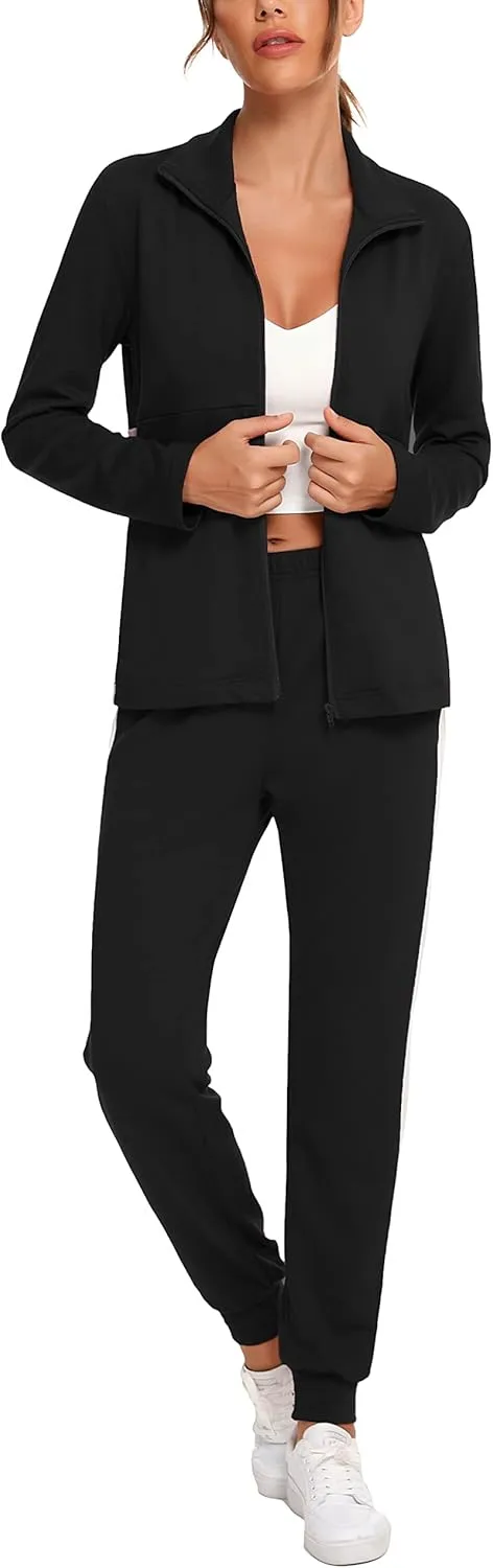 HALCYEEN Sweatsuits For Women Set 2 Piece Outfits For Women Jogging Suit Lounge Sweatshirt & Jogger Pants With Pockets