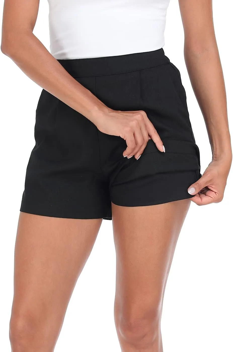 HDE High Waisted Linen Blend Pull On Dressy Summer Shorts for Women with Pockets