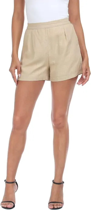 HDE High Waisted Linen Blend Pull On Dressy Summer Shorts for Women with Pockets