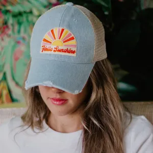 Hello Sunshine Patch Denim Wholesale Trucker Hat